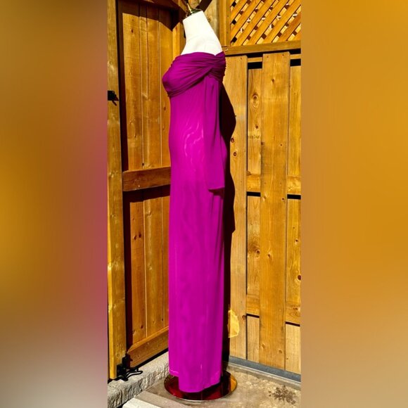 🆕 BRONX & BANCO 🧿 NWOT Monica Off-Shoulder Gown, Fuschia - Sz L - US 8 - Picture 9 of 16